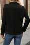 Women's Black Long Sleeve Open Front Collared Suede Jacket - 3