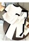 Women's Short Sleeve Crew Neck Viscose Two Thread Blouse and Pants Double Set - 4