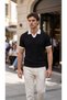 Men's Knitted Pattern Collared Short Sleeve Knitwear T-Shirt - 100% Cotton Acrylic