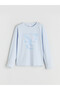 Alita City Lcw Kids Blue Oval Collar Long Sleeve Printed Girls' T-Shirt with a Difference - 4