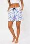 Swim Shorts with Cactus Pattern, Pockets, Lace-Up, Mesh Lining, Quick Drying - White