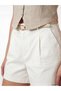 Alita City with a Difference in Color, Lcw Vision White High Waist Women's Pleated Shorts with Belt - 3