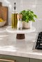Natural Marble Cake Stand 20 cm Round Presentation Stand with Single Wooden Leg Cake Stand - 5