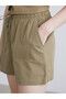 Two Mt Shop Quality Lcw Vision Khaki Elastic Waist Linen Blend Women's Shorts - 3