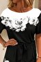 Women's One Shoulder Floral Print Belted Waist Two Thread Mini Short Jumpsuit - 2