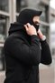 Men's Masked Ninja Model Double Hooded 3 Thread Raster Zipper Sweatshirt - Black - 2
