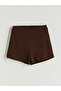 Two Mt Shop Quality Lcw Vision Brown Textured Women's Shorts with Elastic Waist - 5