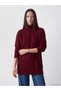 Ozmarka New Season Burgundy Half Turtleneck Patterned Women's Knitwear Tunic