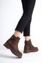 Nertes women's classic everyday boots with side buckle - coffee suede - 6