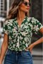 Women's short sleeve v-neck floral print supreme blouse - 6