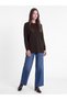 Brown Crew Neck Women's Knitwear Tunic - 2
