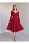 Women's long sleeve double breasted lapel pleated midi janjan crepe dress