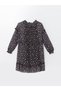 Two Mt Shop Quality Lcw Kids Black Oval Collar Floral Girl's Dress - 3