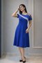 Women's short sleeve off-the-shoulder midi dress with ribbon detail - 2