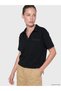 Vizyon New Season Black Polo Collar Women's T-Shirt
