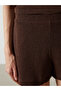 Two Mt Shop Quality Lcw Vision Brown Textured Women's Shorts with Elastic Waist - 3