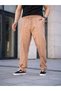 Men's Linen Pocketed Stitched Jogger Buggy Pants Comfortable Fit - Brown - 3
