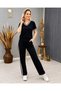 Women's Short Sleeve V-Neck Viscose Two Thread Blouse and Trousers Two-Piece Set - 4