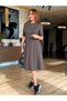 Women's Short Sleeve Crew Neck Short Modal Dress with Side Buckle Detail - 2