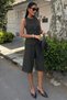 Women's Green Sleeveless Buttoned Vest and Bermuda Capri Pants Two-Piece Set - 7
