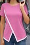 Women's Short Sleeve Crew Neck Viscose Blouse - 3
