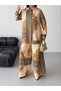 Floral Patterned Linen Hijab Double Set (Shirt & Pants) - 25040 - 6