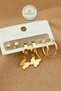 Steel Earring Set -Butterfly Hoop Stone Earring Set 3 Pairs Hoop Steel Earrings