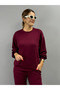 Women's Long Sleeve Crew Neck Viscose Two Thread Blouse and Pants Double Suit - 5