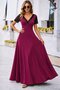 Women's short sleeve v-neck long janjan crepe dress - 3