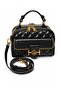 Black Quilted Embroidered Double Compartment Women's Hand and Shoulder Bag - 2