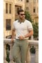 Men's Colorful Collared Mesh Patterned Short Sleeve T-Shirt - 3