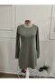Women's long sleeve crew neck short modal dress - 4