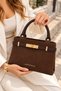 Women's New Season Stylish Buckle Suede Fabric Luxury Design Hand and Shoulder Bag Shopper 348026Vb - 5