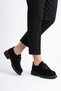 Komes Front Buckle Detailed Rubber Sole Women's Genuine Leather Shoes Black Suede - 6