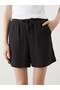 Two Mt Shop Quality Xside Black Elastic Waist Textured Muslin Women's Shorts - 3