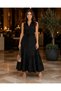 Women's Sleeveless Collared Buttoned Waist Belted Long Tricot Dress - 3