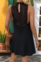 Women's Black Circle Collar Open Back Lace Detailed Janjan Crepe Dress - 4
