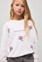 Relax Fit Crew Neck Embroidered Floral Long Sleeve Sweatshirt Girls I4169A826Au
