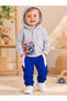 Baby Boy Hooded Lion Printed Top & Striped Jogger Pants Cotton 2-Piece Baby Set - 4