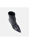 Women's Black Leather Heeled Boots with Drawstring Detail and Pointed Toe - 7