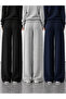 Women's Winter Cotton Lined 3-Piece Sweatpants Set Black Gray Navy Blue - 3