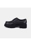Women's Black Lace-Up Thick-Soled Classic Leather Shoes - 3