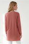Women's Dusty Rose Slit Draped Long Knitted Viscose Blouse Blz-19003089 - 6