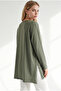 Women's Khaki Slit Draped Long Knitted Viscose Blouse Blz-19003089 - 5