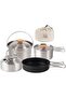 Camping Hiking Cookware Set, Camping Hiking Cookware Set Outdoor Portable Picnic Cookware Kit Stainless Steel Pot Frying Pan Kettle Set Travel Cooking Accessory