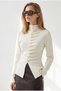 Women's Ecru Pleated Detailed Buttoned Knitwear Sweater Kzk-19001172 - 2