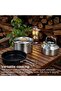 Camping Hiking Cookware Set, Camping Hiking Cookware Set Outdoor Portable Picnic Cookware Kit Stainless Steel Pot Frying Pan Kettle Set Travel Cooking Accessory - 2