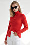 Women's Red Pleated Detailed Buttoned Knitwear Sweater Kzk-19001172 - 2