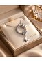 Silver Color Zircon Stone Butterfly Detailed Round Design Steel Necklace - 4