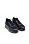 Genuine Leather Men's Sneaker Shoes Z659 Dark Blue Leather+Dark Blue Knitted Fabric - 2